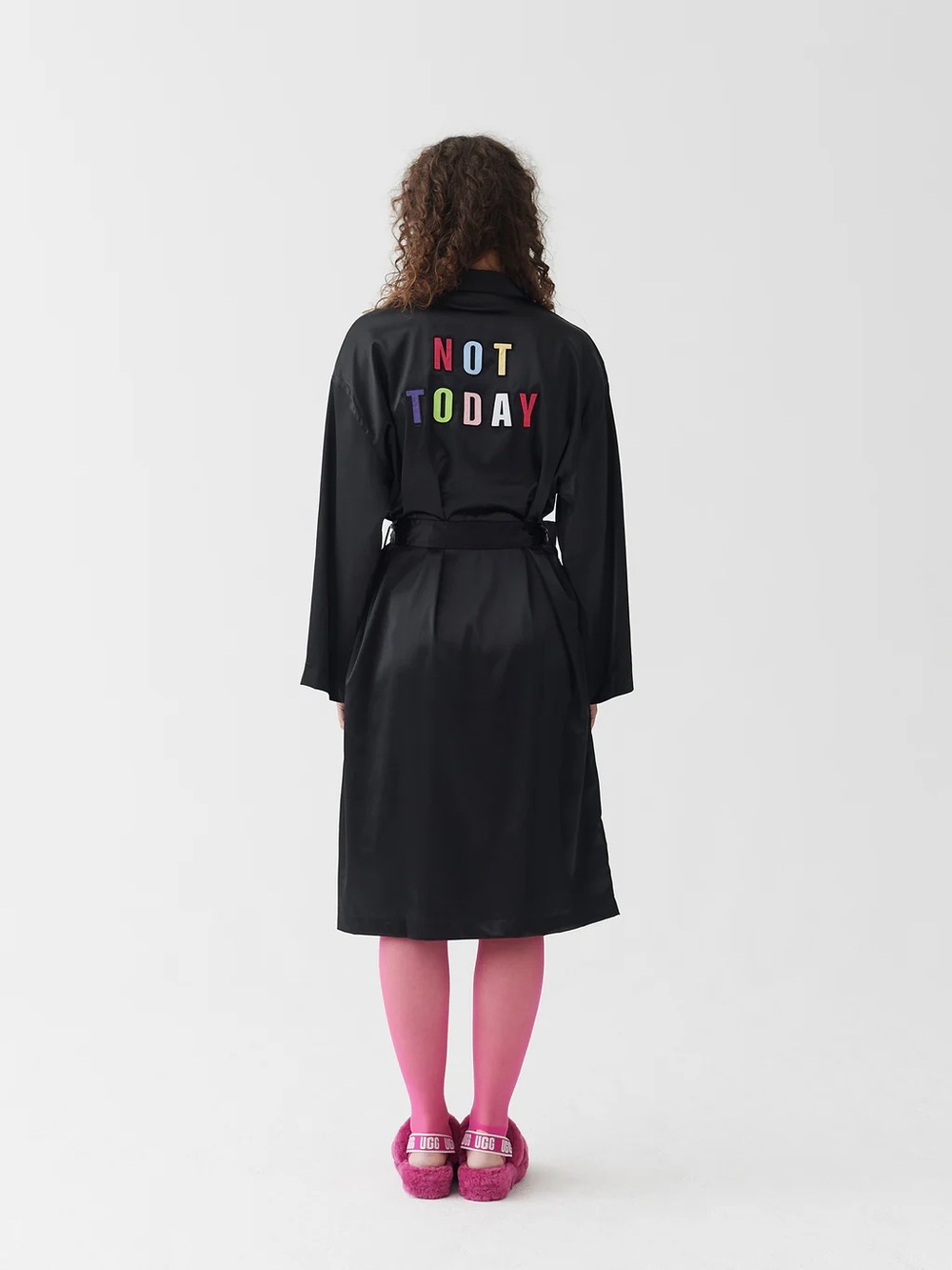 Lazy Oaf - Not Today Black Satin Robe - medium like new